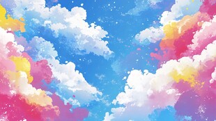 梦幻多彩天空插画