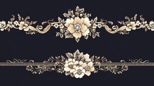 复古花卉装饰花边图案