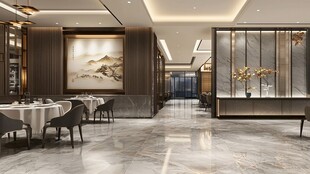 中式豪华餐厅优雅室内空间