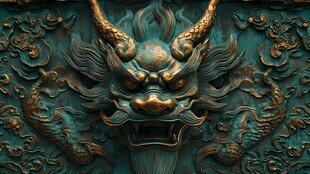 青铜龙首浮雕 尽显威严