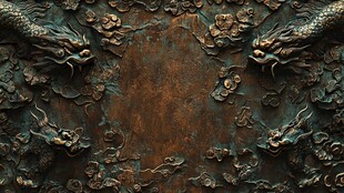 青铜龙纹浮雕复古背景图