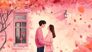 浪漫秋日情侣甜蜜相拥