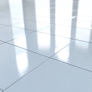 光亮白色瓷砖地面特写