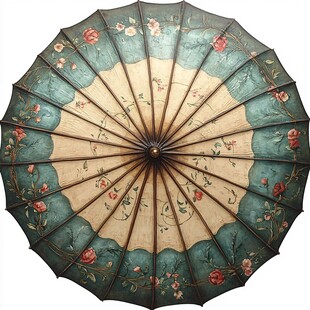 复古花卉图案传统油纸伞
