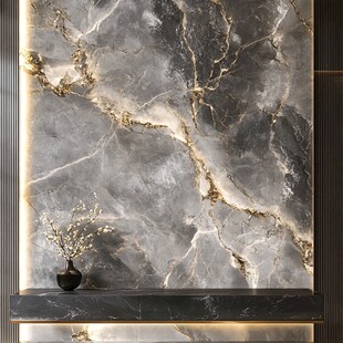 灰金大理石墙面装饰一角