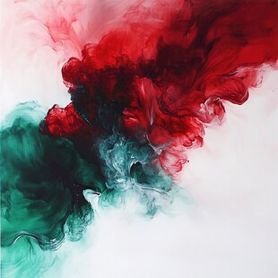 水墨色彩交融艺术画面