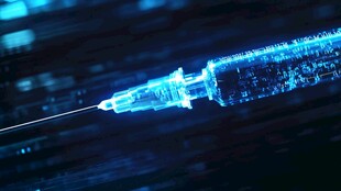蓝色科技感注射器特写