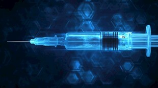 蓝色透明注射器科技感画面