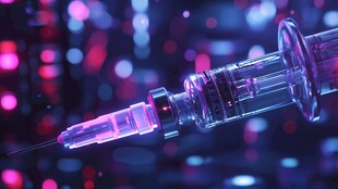 发光注射器的科技感特写