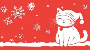 圣诞猫咪 雪花装点的温馨