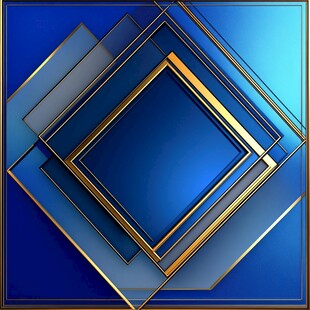 蓝色金边几何立体背景图