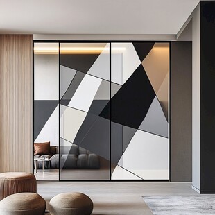 几何图案玻璃隔断设计