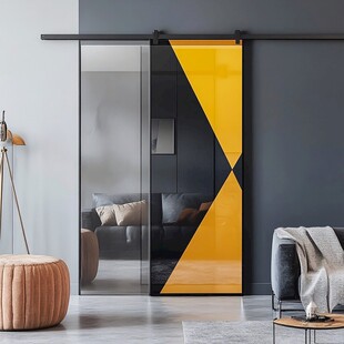 时尚黄黑配色推拉门设计
