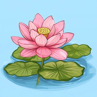 水中绽放的粉色荷花