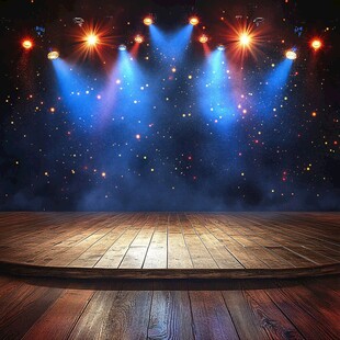 梦幻舞台灯光与木质台面