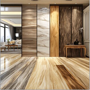 时尚客厅大理石木纹墙地饰