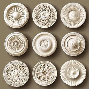 精美白色雕花石膏天花板饰件