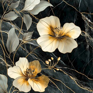 黑金花卉装饰画图案设计