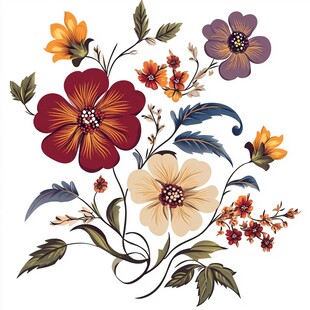 多彩花卉插画图案设计