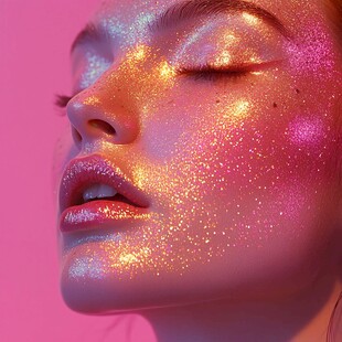 梦幻闪粉妆容特写