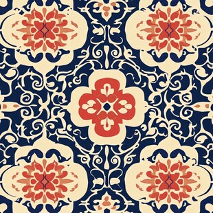 复古花卉几何图案无缝背景