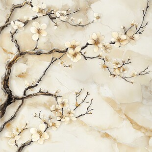 玉质梅花背景墙装饰图