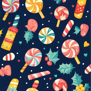 缤纷糖果插画图案设计