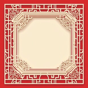 中式传统雕花边框图案