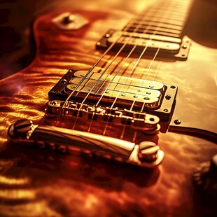 炫彩电吉他的精致局部特写