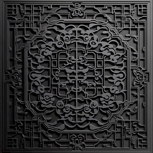 中式黑色雕花图案装饰板