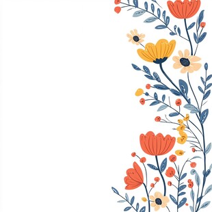 手绘花卉边角装饰图案