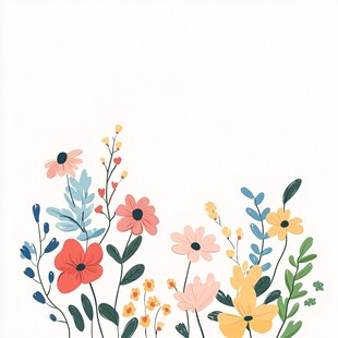 手绘花卉边框装饰插画