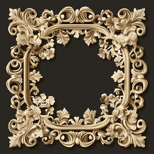 复古雕花金色装饰性框架