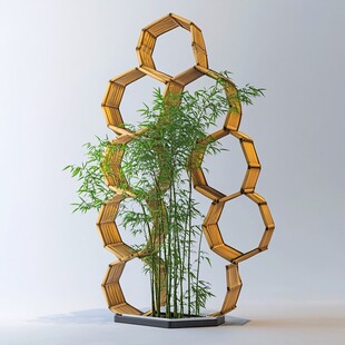 六边形竹制绿植艺术架