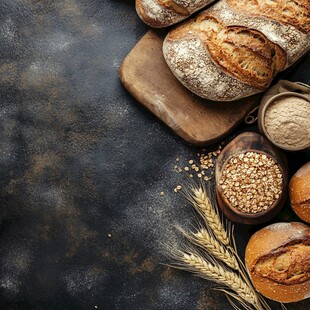 美味面包与谷物的诱人组合