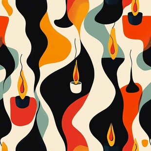 抽象风格燃烧蜡烛图案艺术