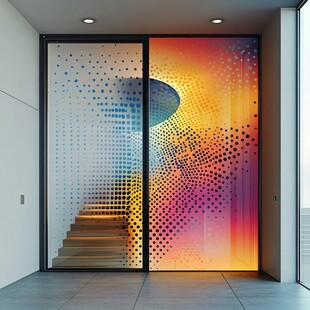 彩色波点玻璃门现代空间