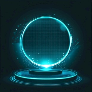 科技感蓝色发光圆形展示台
