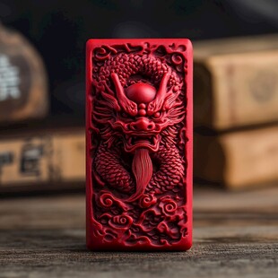 红底龙纹精美雕刻牌