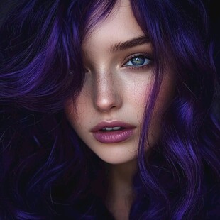 紫发蓝眼的魅力女性