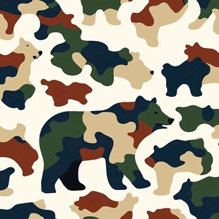 熊元素迷彩图案背景设计