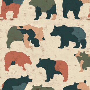 熊图案无缝背景设计图