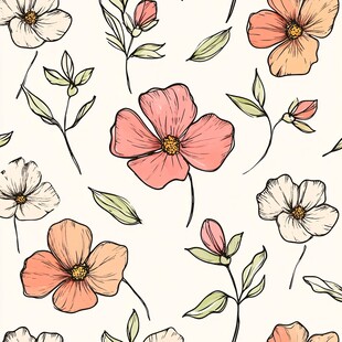 手绘花卉无缝图案背景