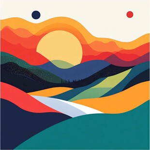 多彩山峦间的日出景象