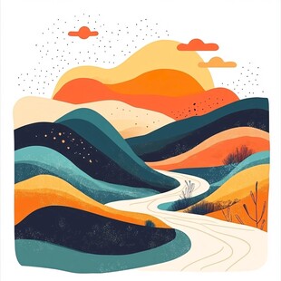 山间小道的绚丽风光