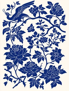 青花瓷花鸟图案纹饰