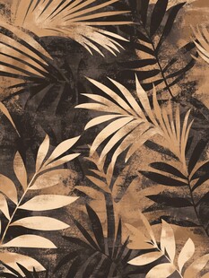 棕黑棕榈叶复古风图案