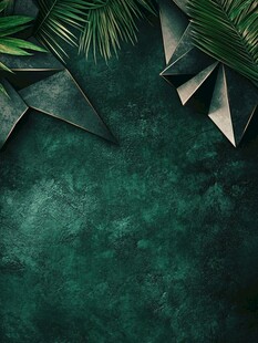 绿植与几何装饰背景图