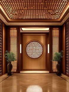 中式典雅入户门设计空间