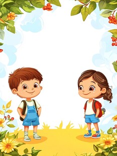 上学的快乐孩童